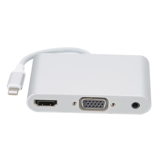 Aluminiumslegering til IOS System Interface til HDMI+VGA+3.5MM Adapter Udstyr Sølv