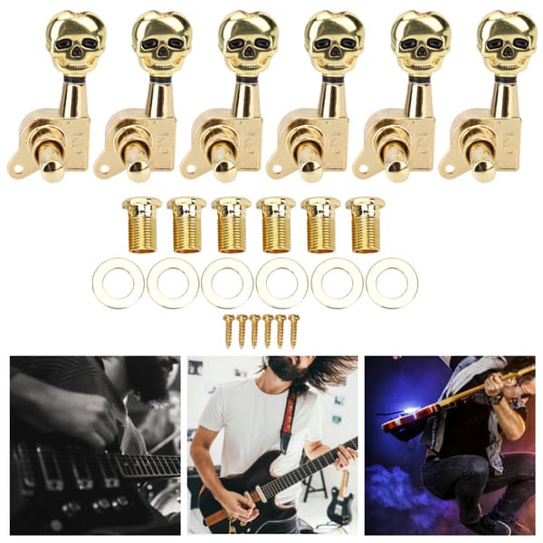 6 st Tuning Peg Gyllene skalle Formad elektrisk gitarr Maskinhuvud String Tuner Key
