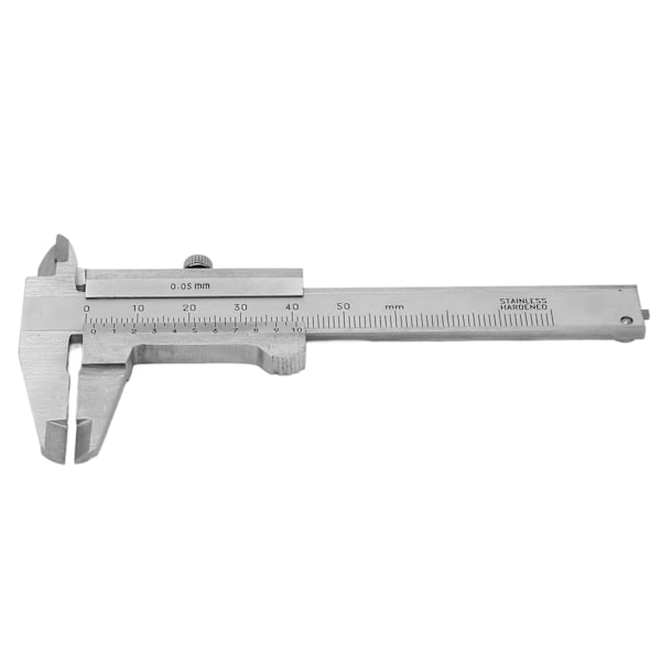 Vernier-mitta 0-50 mm, ruostumaton teräs, korkea tarkkuus, pieni kannettava mittausväline korujen ja kolikoiden mittaamiseen