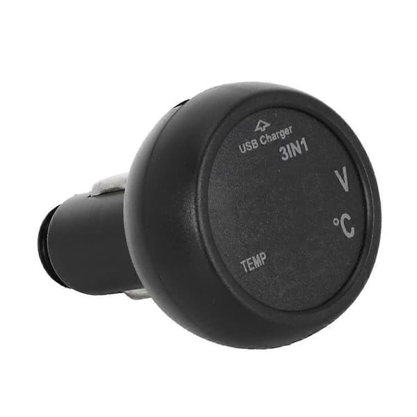1 multifunktionell bil 12V/24V digital LED voltmeter termometer USB-laddare