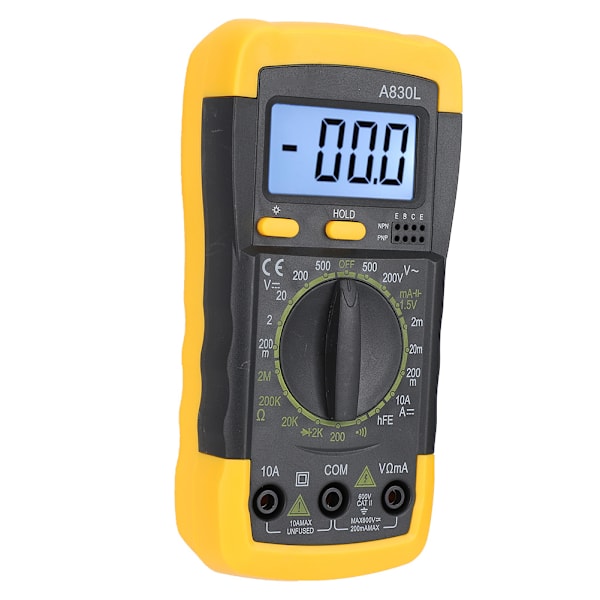 Multifunktionelt digitalt håndholdt LCD-multimeter AC DC Spænding Strømdetektor Gul Sort