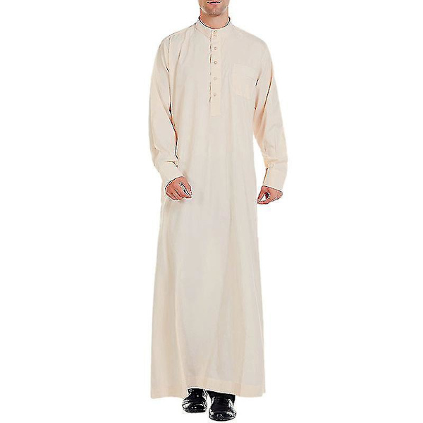 Muslimi miesten pitkähihainen yksinkertainen thobe-takki XL Beige