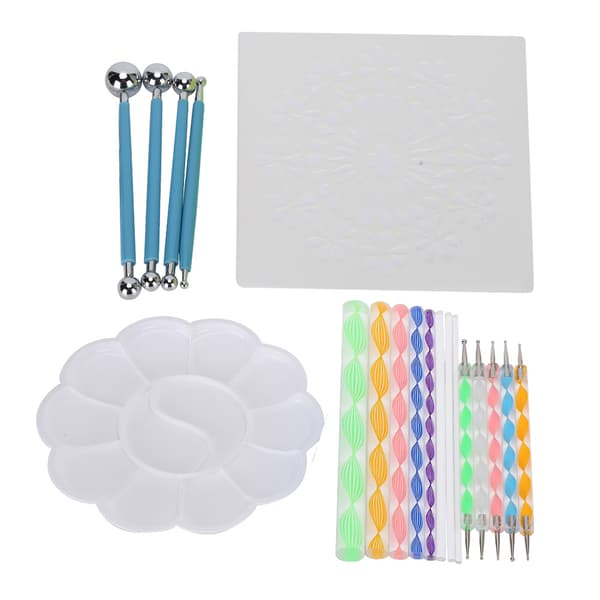 【NX】20 stk. Mandala Dotting Tools Sæt DIY Art Rock Dot Stencil Bakke Maletilbehør