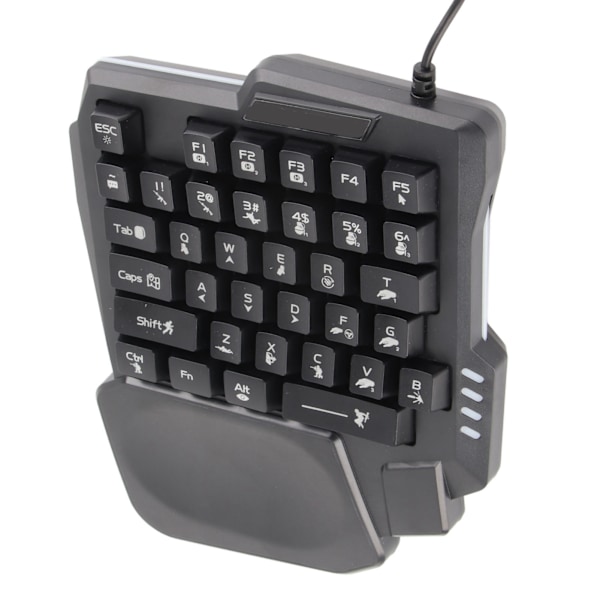 Enhånds Spiltangentbord 35 Taster Vandafvisende Bredt Håndledsstøtte Sort Enhånds Tastatur til Computer Mobilspil