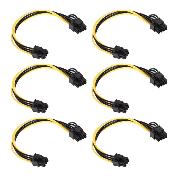 6 stk. GPU-strømkabler PCIE 6-pin til 8-pin han til han 20 cm strømforsyningstilbehør