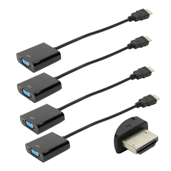 4 kpl HDMI-VGA-liitäntäkaapeli kannettavalle tietokoneelle DVD:lle PS3/X360 Boxille 1080P Video HDTV