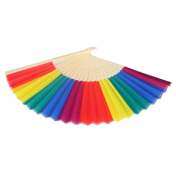6st 21CM Retro Style Handheld Fläkt Bambu Ram Rainbow Folding Fläkt Kompatibel med dekoration