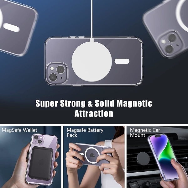 Magnetisk gennemsigtigt etui til Iphone 14/14 Plus Kompatibel med Magsafe iPhone 14