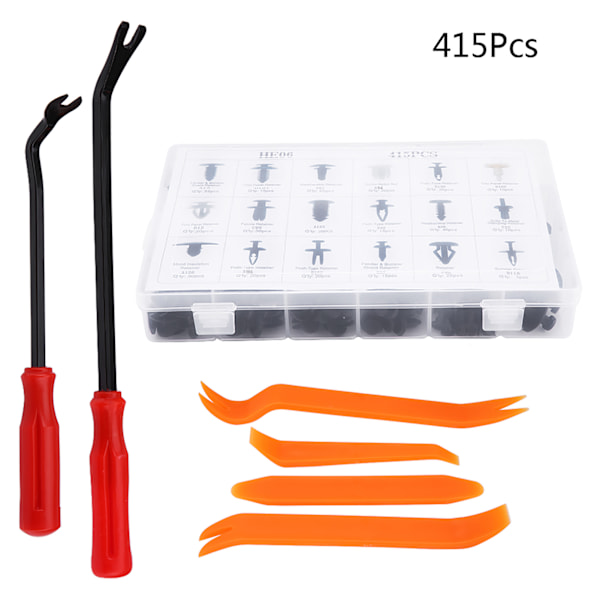 415 kpl erilaisia auton oven verhoilun puskurin kiinnikkeitä Niitit Push Fastener Retainer Irrotustyökalut