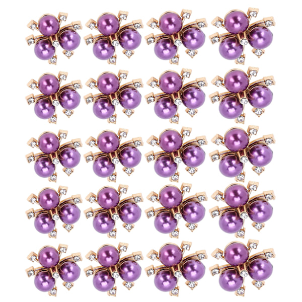 20 stk. Perleblomst Rhinestones DIY Tøj Manchet Broche Mode Smykketilbehør Lilla