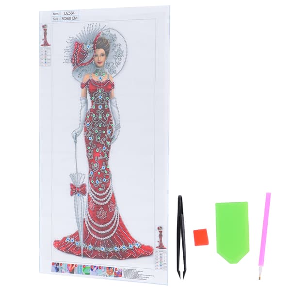 DIY Rhinestones Maleri Elegant Dame Mønster Krystall Maleri Broderi Bilde Dekor KitDZ584