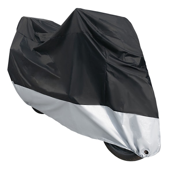 Stort Motorcykelöverdrag Tjockt Dammtätt Vattentätt Motorcykelskydd med Elastiskt Band för Utomhus Uppgraderad Version Svart Silver 2XL Vanligt