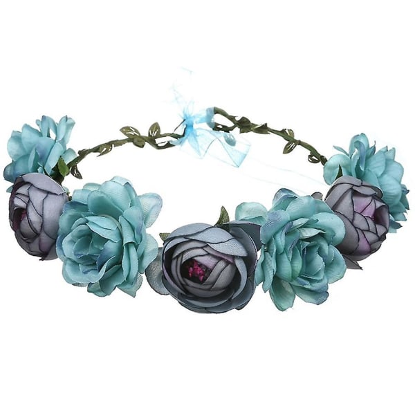 Justerbar rosenblomst krone til kvinder piger pandebånd Romantisk hår krans hovedbeklædning bryllup fødselsdagsfest