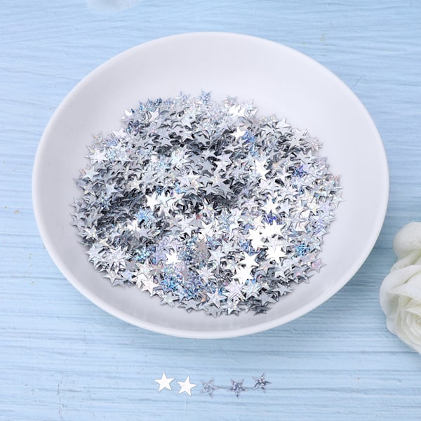 4000 st 10 mm PVC stjärnbordskonfetti strössel för julbröllop födelsedagsfest dekorationSilver