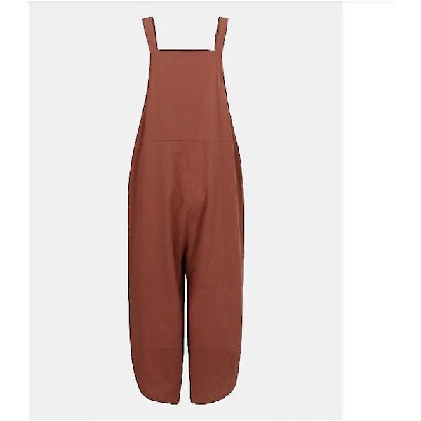 Sommer Efterår Kvinders Murstensrøde Dungarees Jumpsuit med Cami Top og Lommer, 4XL