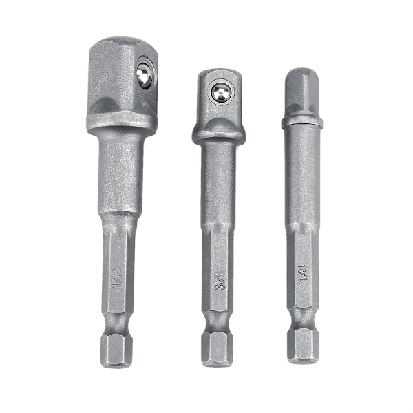 3 kpl/setti Hylsäadapteri 1/4 tuuman kuusiokololla 1/4\" 3/8\" 1/2\" Poranteräpidennys (pitkä malli)