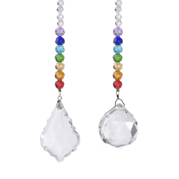 2 stk Krystallglasskule Prisme For Lysekrone Hage Vindu Rainbow Maker Chakra Hengende dekorasjon style1