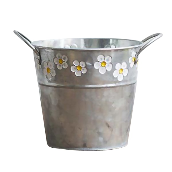Dried flower vase flower bucket fresh flower arrangement tube balcony flower pot iron bucket retro old iron hanging bucket (medium size, 18*13*14CM)