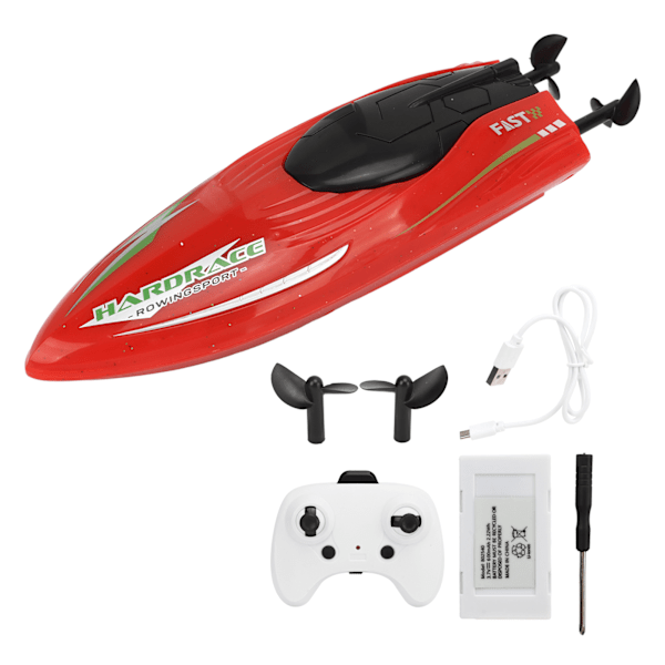 2.4G RC Båt Uppladdningsbar Hög Hastighet Mini Båt Leksaker Vatten Snabbåt Leksak för Pojkar Flickor Vuxna Röd
