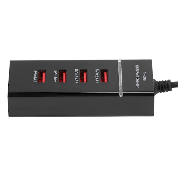 Mobiltelefon Universal 3A Kabellader Desktop Flere 4 Porte USB EU 100‑240VEU Sort 4USB Linje 1,5 m med Emballage