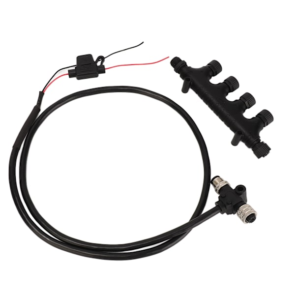 NMEA2000-kaapeli 4-porttisella T-liittimellä 3A sulake 5-nastainen M12-kierre 1m pitkä IP67 vedenkestävä Lowrance-verkolle