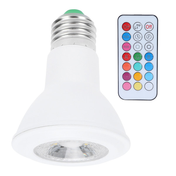 10W RGBW-spotlight med fjärrkontroll E27 färgskiftande glödlampa 85‑265V
