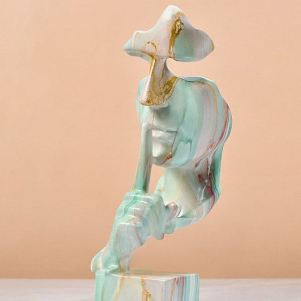 Tænkerstatuette Levende form Kompakt syntetisk harpiks Attraktiv dekorativ stilhed er gylden statuette til hjemmet Grøn guld