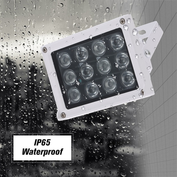 12W CCTV kamerafyllingslys IP65 utendørs vanntett svart/hvitt panel, (hvit)