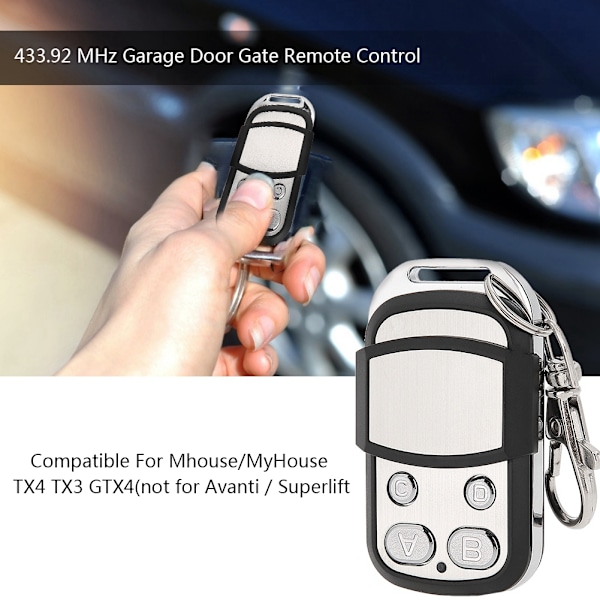 Garageport Gate Fjärrkontrollnyckel 433,92 MHz Kompatibel för Mhouse/MyHouse TX4 TX3 GTX4