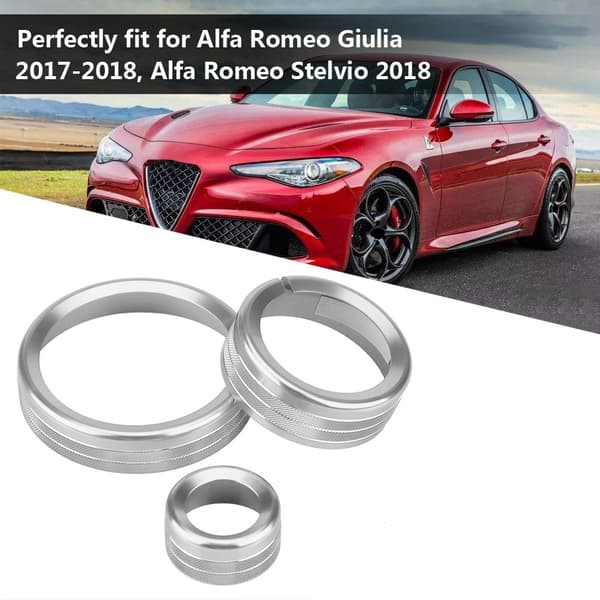 【NX】3 stk. deksel til multimediakontrollknapp for Alfa Romeo Giulia Stelvio (sølv)