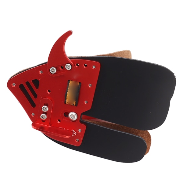 Pilbågsfingertab i ko-läder och aluminiumlegering för bågskytte, skyddsgrepp för övning, recurve jaktbågar, röd och svart, storlek L