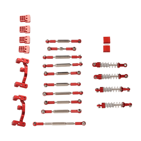 RC Car Upgrade Reservsats Aluminiumlegering Stötdämpare RC Car Pull Rod Kit för WPL C24 C14 C14K C24K RC Car Red