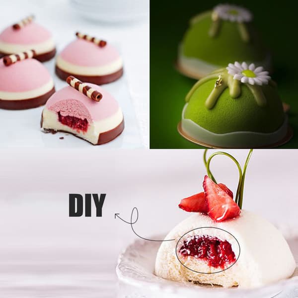 15 Hulrum Halvcirkel Silikonform Chokolade Kage Gelepuddingform Non Stick Cupcake Bageform