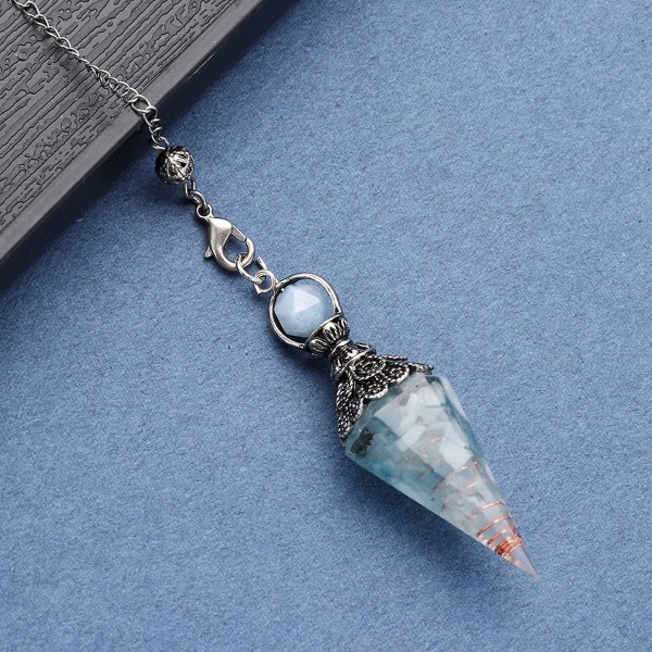 Akvamarin Krystal Pendulum Dowsing Sekskantede Helbredende Krystaller Og Ædelsten Healing Pendant Glitter stone