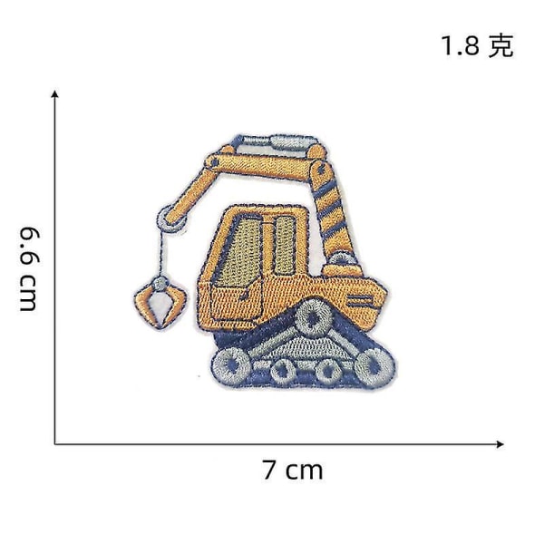 Byggekjøretøy-klistremerkekombinasjon (7) Tegneseriebroderi-klistremerker Stryking av gravemaskinlapp-klistremerker