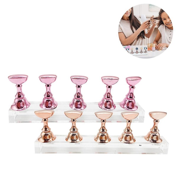 2 sett Akryl Nail Art Practice Stand Magnetic Nail Tip Holder Training Combination 3
