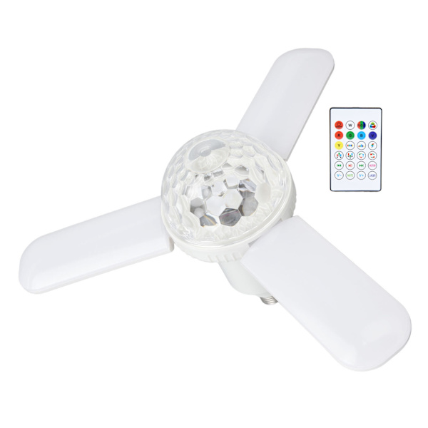 Musikk Taklampe Bluetooth sammenleggbar fjernkontroll Fargerik LED Vifteblad Taklampe for barneromsfest 48W 85‑265V