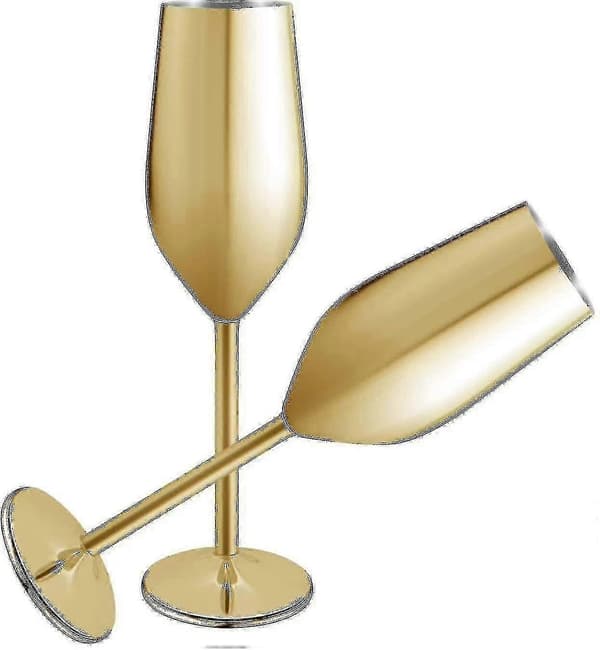 set 200ml guldfärgade champagneglas i rostfritt stål