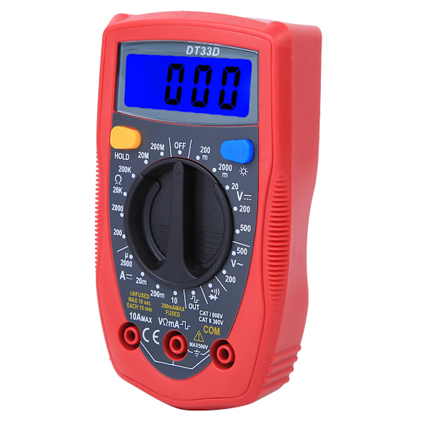 DT33D Mini Digital Multimeter Voltmeter Bärbar Universal Meter 130 x 73,5 x 35 mm