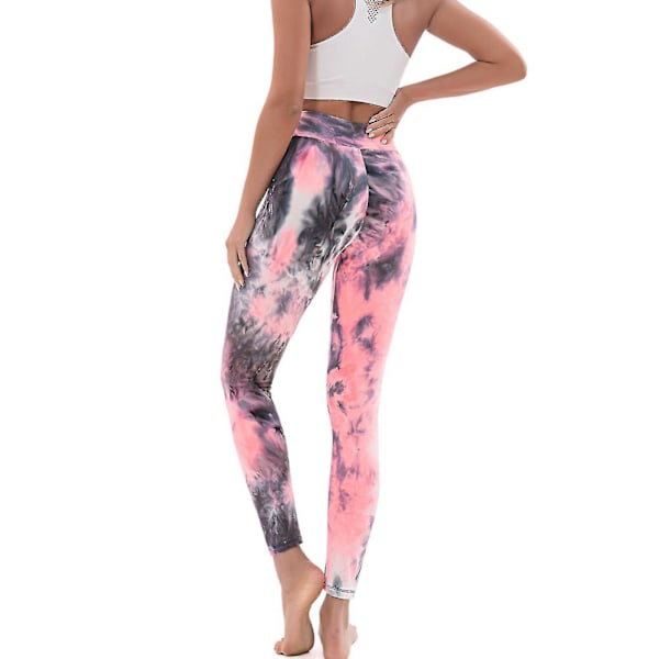 Tie Dye High Waist Yoga Leggings för Body Building och Träning, Lila Blå