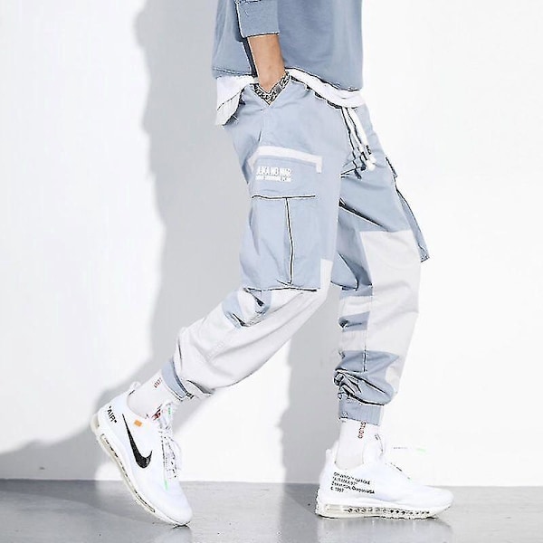 Cargo Harem Pants Menn Hip Hop Streetwear Joggers XXL Lyseblå