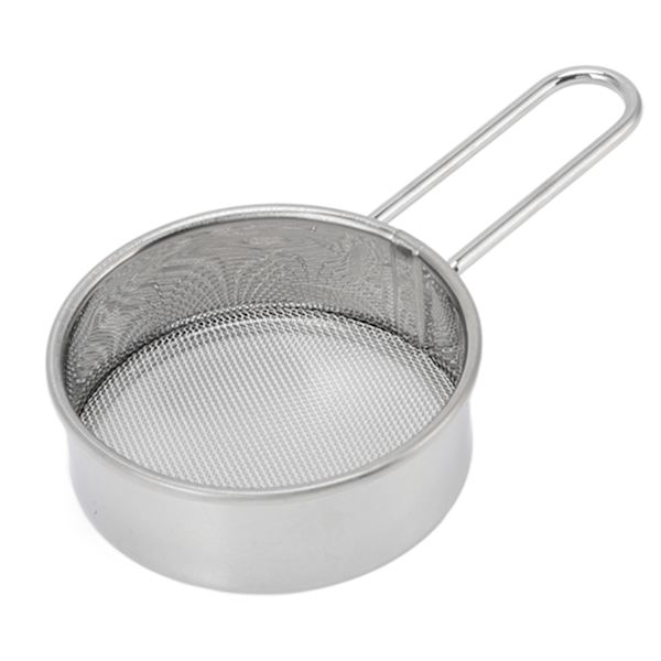 Mjölsiktsil 304 rostfritt stål lätt att rengöra Ergonomiskt handtag Mesh Rund Siktare för bakning