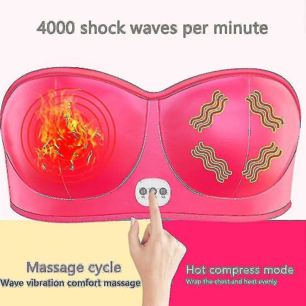Elektrisk brystforstørrelse Massager Brystforstærker Booster Varmebryststimulator Red Plug in