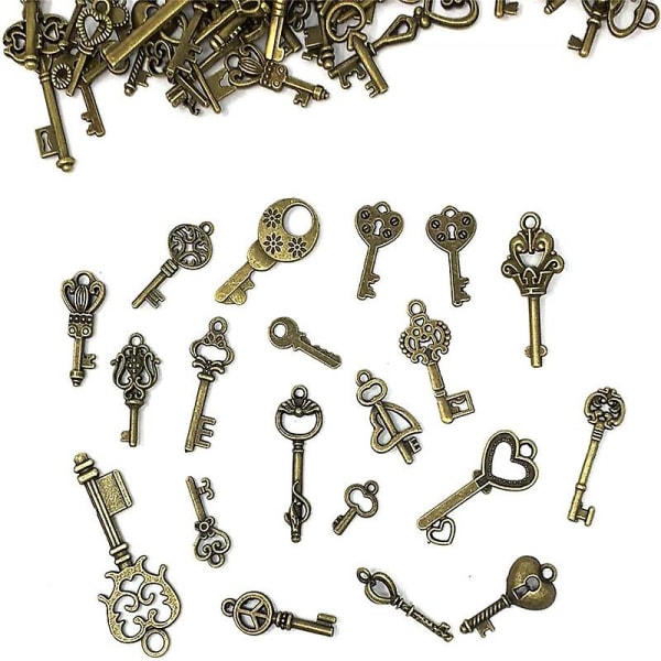 125 stk Vintage skeletnøgler Flyvende nøgler Charms til gør-det-selv-smykker fremstilling bryllupsfest favoriserer værelsesindretning