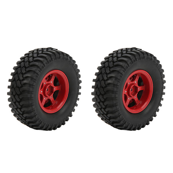 2 stk. 100mm 1,9 tommers gummidekk for SCX10 1/10 fjernstyrt bil oppgraderingsdeler Rød