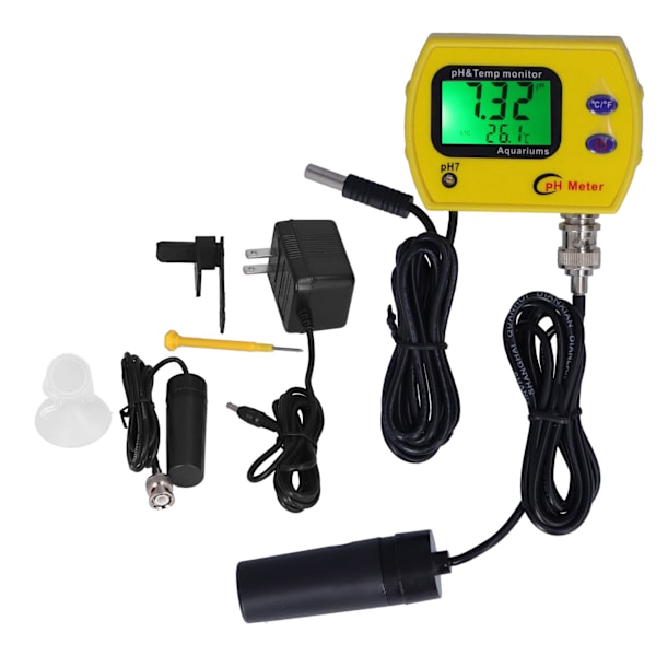 Høj præcision Mini PH-måler surhedsgradstester Vandkvalitetstester Udskiftelig sonde til akvariefisktanktilbehør US-stik 110V