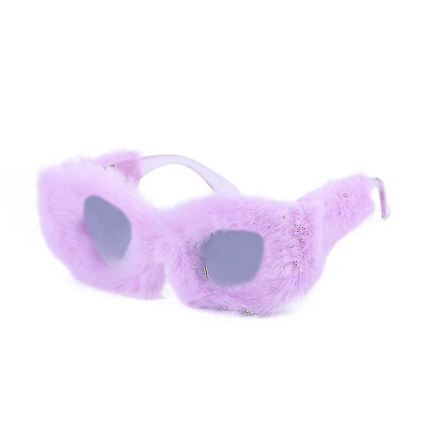 Fluffy Purple Hip Hop -aurinkolasit naisille, Vintage Party -silmälasit