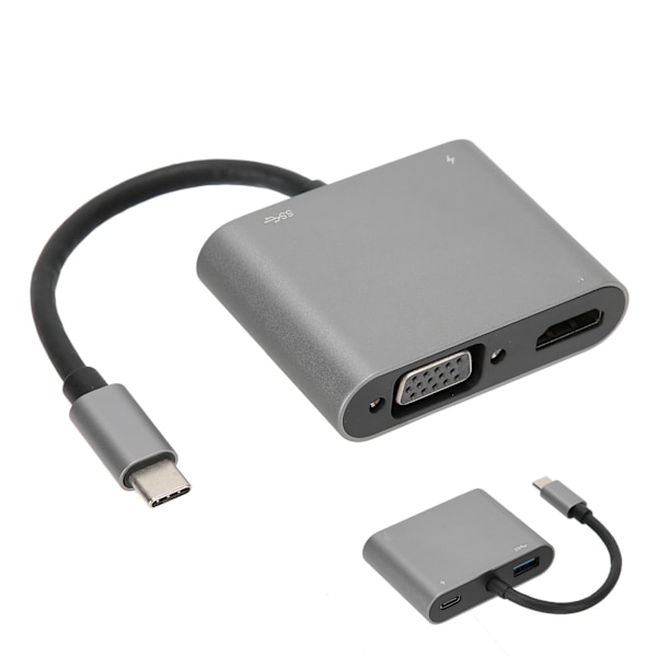 4-i-1 Typ C till PdHDMiVGaUSB Hub Adapter Datortillbehör Silver