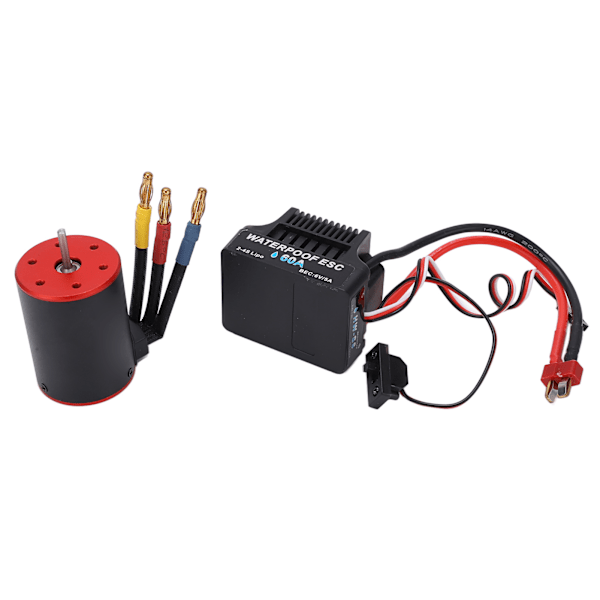 RC 3650 4300kv Motor 60A ESC Combo Børsteløs Vanntett Sett med 4mm Bananplugg for 1/8 1/10 RC Bil