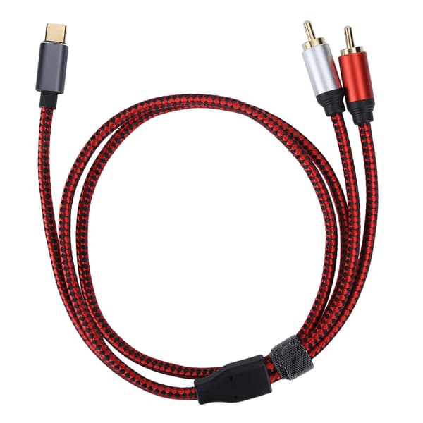 Guld Plating TypeC Han til 2RCA Han Audio Kabel til Mobiltelefon Tablet Laptop (1m)